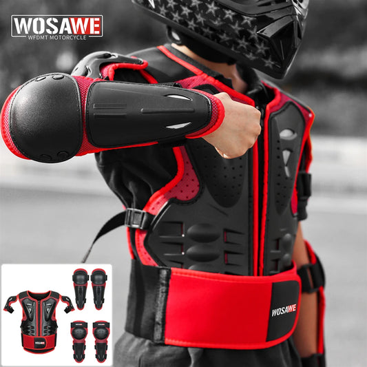 Kids Dirt Bike Gear Chest Protector Motocross Gear Motorcycle Armor Vest Elbow Guard Knee Shin Pads Motorbike Armor Suit