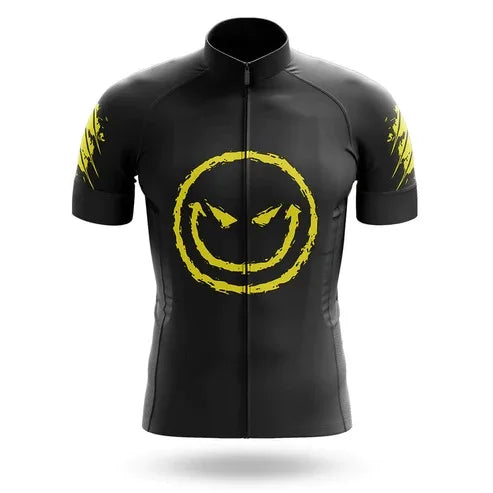 Men's Evil Smile Face Cycling Kit Black Shirt Bicycle Jerseys Short Sleeve Sets Clothing Bib Pants Bike Wear