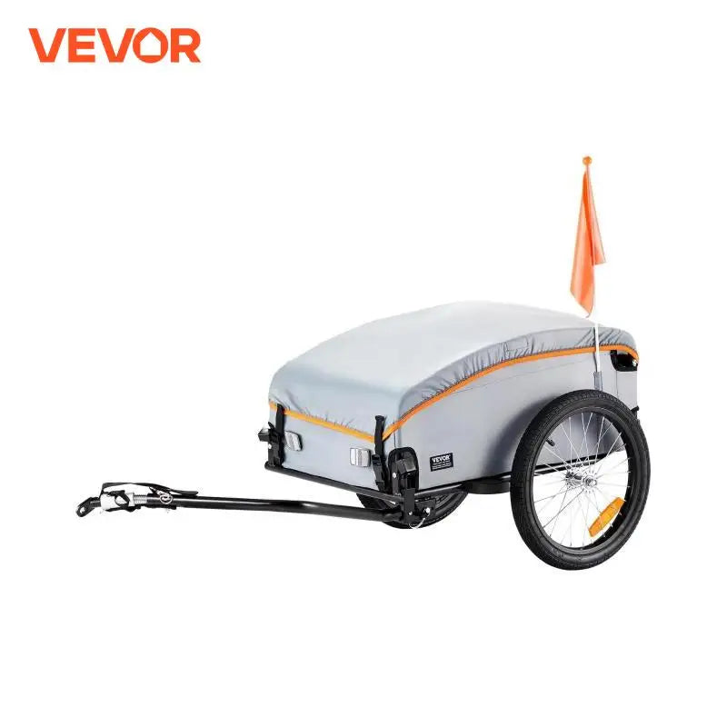 VEVOR 100lbs Bike Cargo Trailer Foldable Bicycle Wagon Cart with Waterproof Cover & Safe Reflectors Fits 22"-28" Bike Wheel