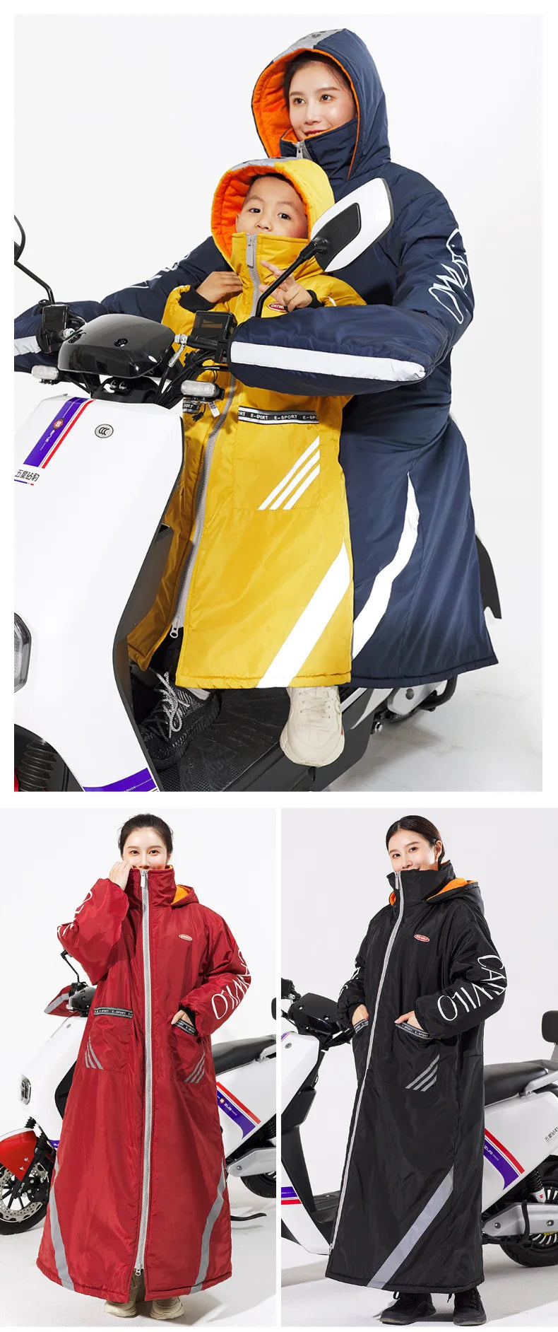 Winter Windproof Waterproof Warm eBike Delivery Jackets Riding Cold-proof Suits