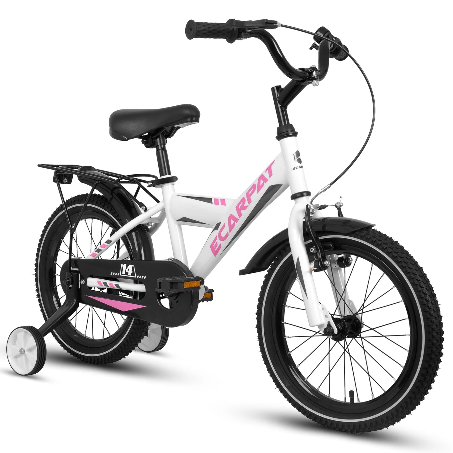 Kids Bike 14 Inch For Boys & Girls With Training Wheels, Freestyle Kids' Bicycle With Fender And Carrier