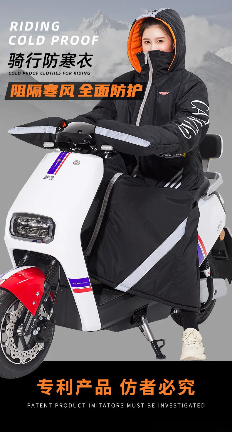 Winter Windproof Waterproof Warm eBike Delivery Jackets Riding Cold-proof Suits