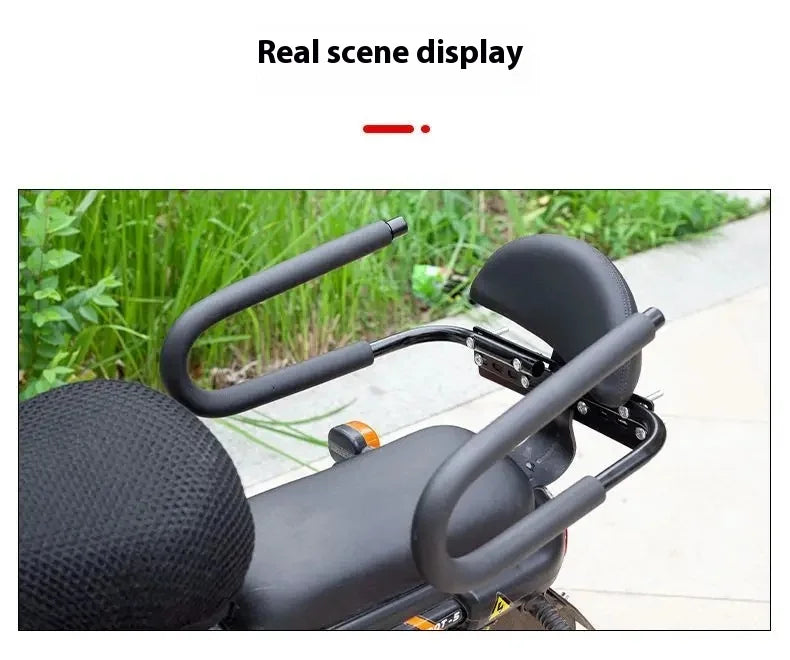 Children Rear Guardrail of Electric Bicycle Children's Rear Fence with Backrest Electric Vehicle Rear Armrest with Safety Belt