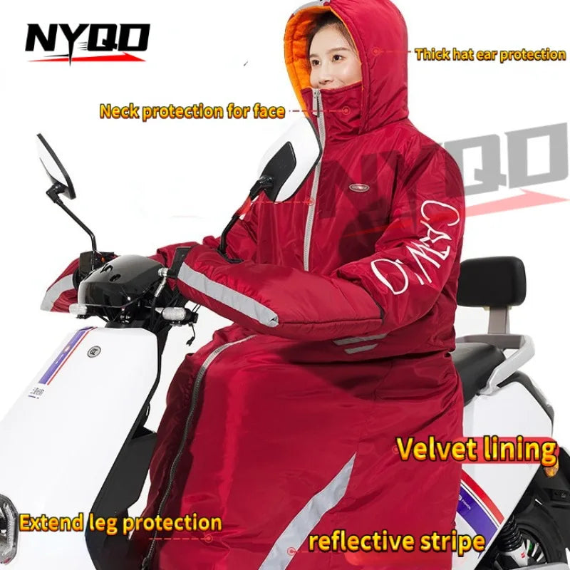 Winter Windproof Waterproof Warm eBike Delivery Jackets Riding Cold-proof Suits