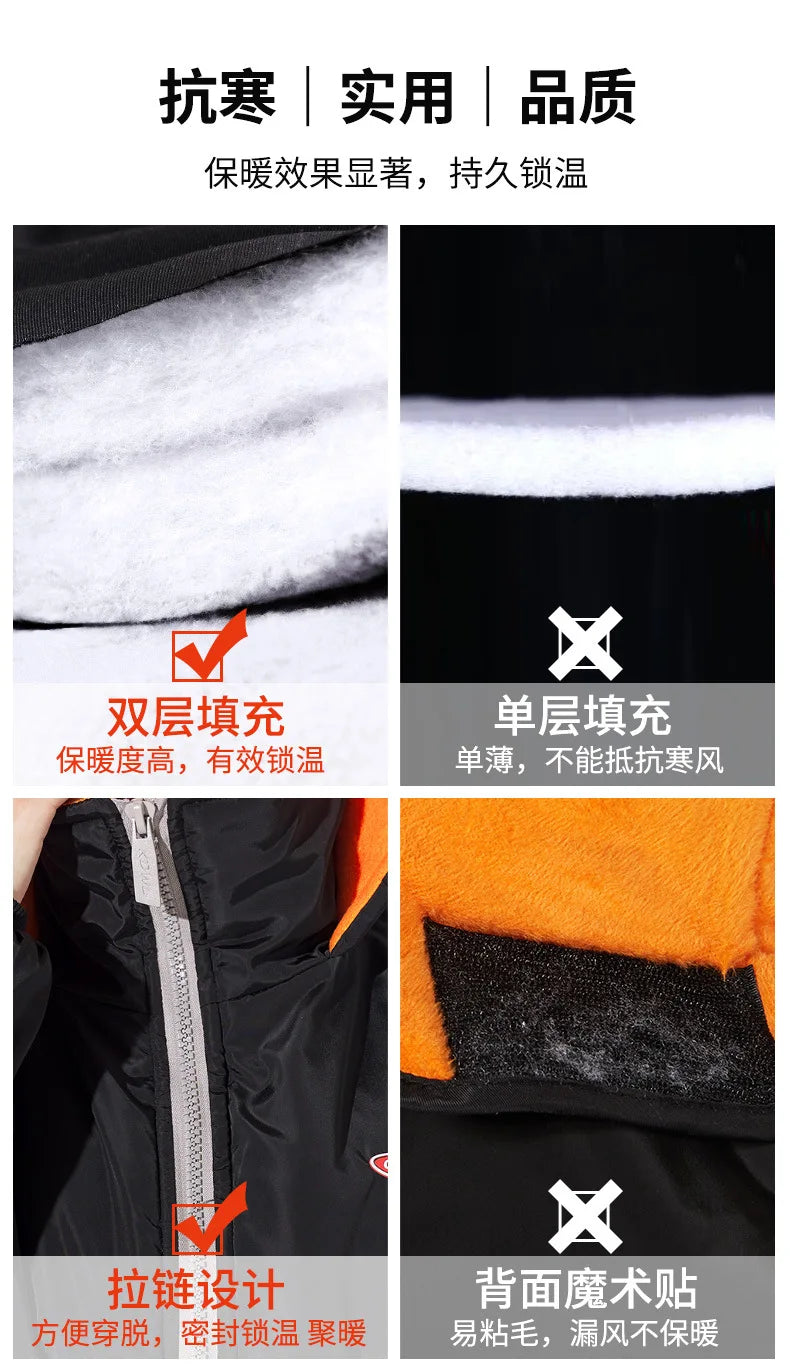 Winter Windproof Waterproof Warm eBike Delivery Jackets Riding Cold-proof Suits