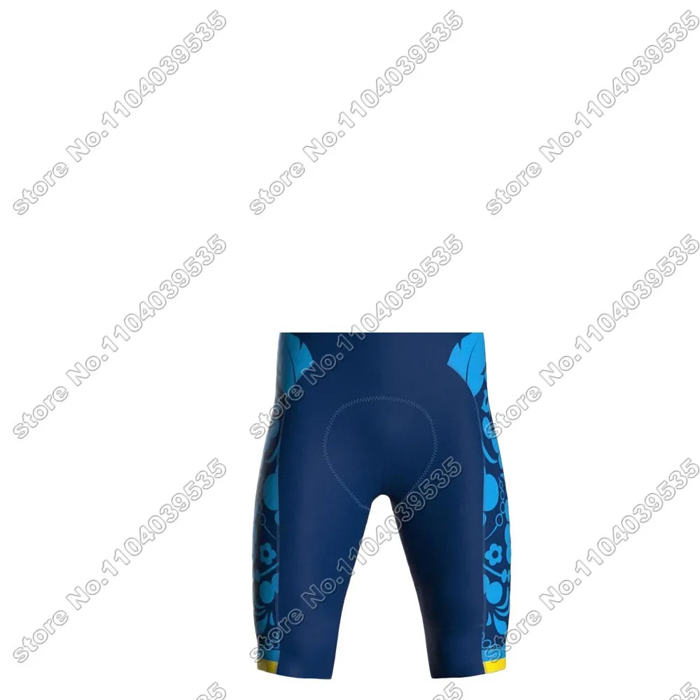 Ukraine Cycling Jersey Set National Team Blue Short Clothing Road Bike Shirts Suit Bicycle