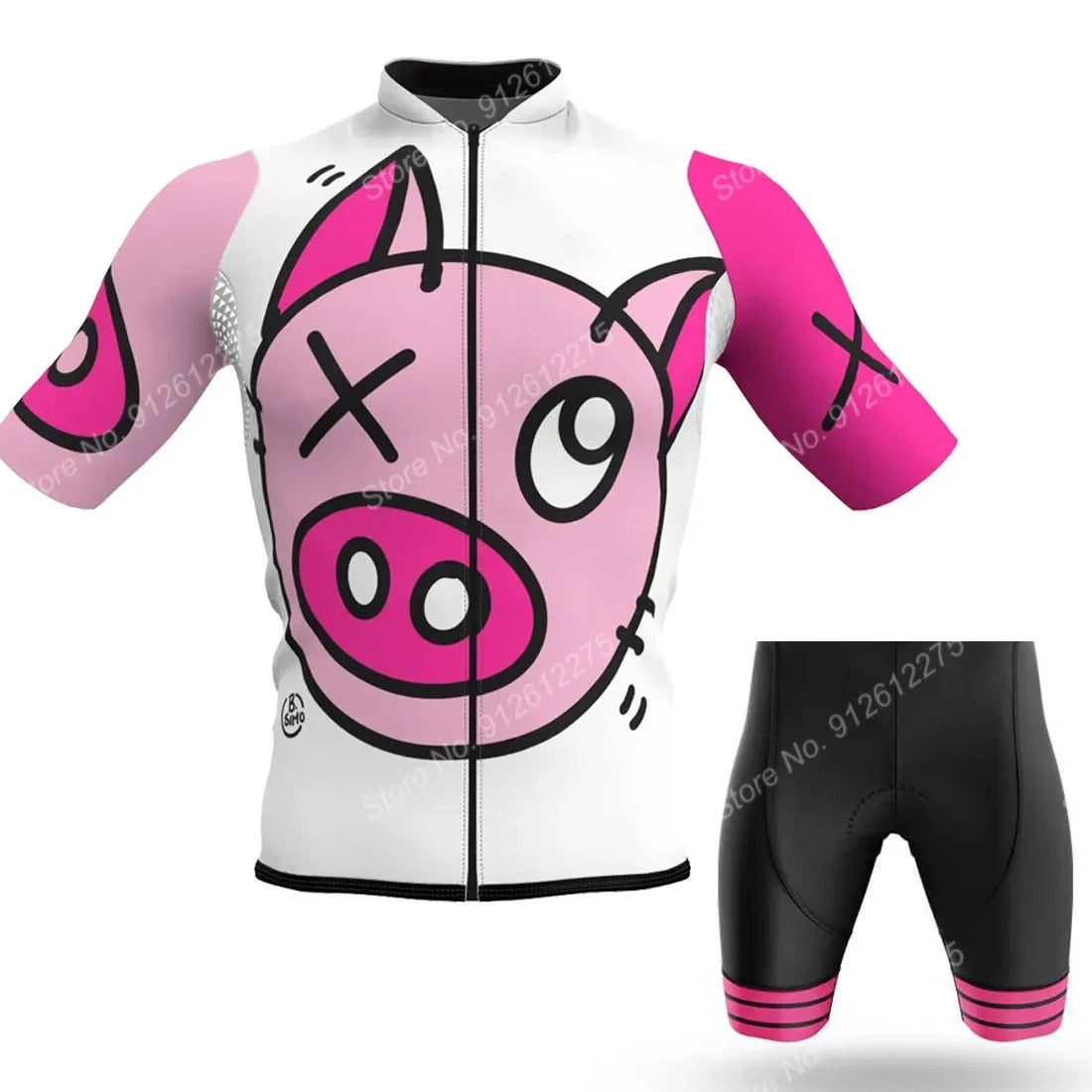 Cartoon Comic Pig Cycling Jersey Men Summer Clothing Road Bike Shirts Bicycle Shorts MTB Wear