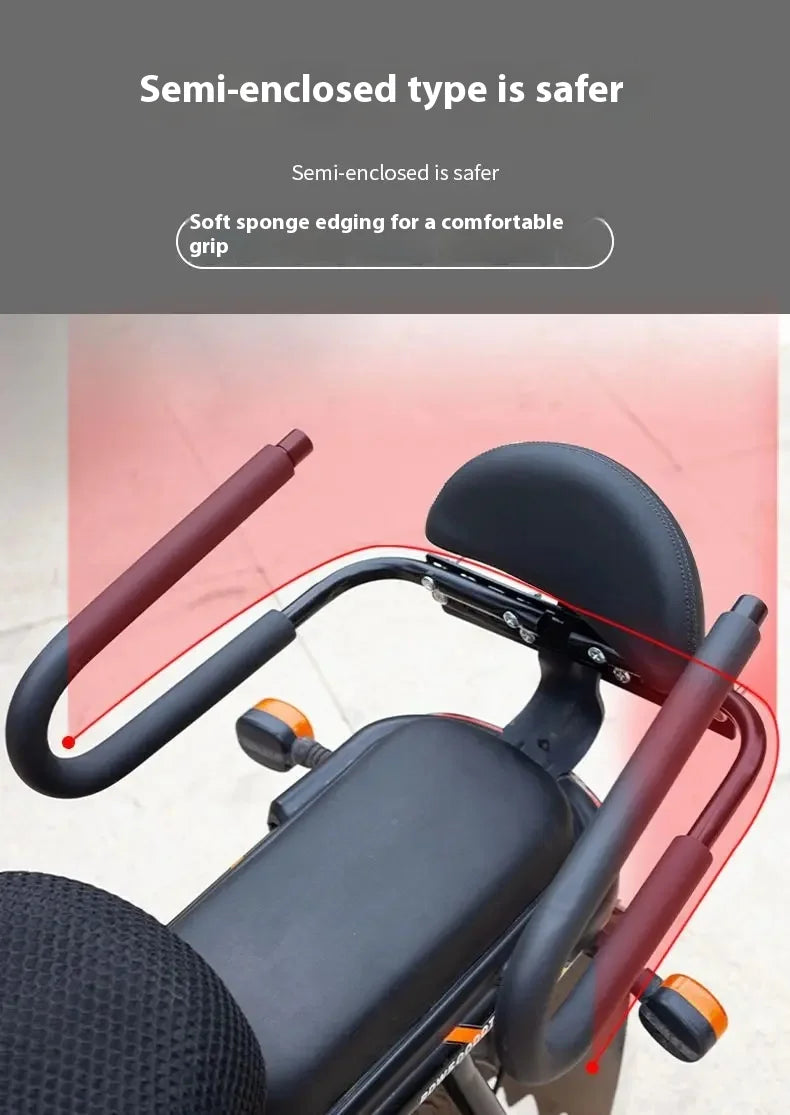 Children Rear Guardrail of Electric Bicycle Children's Rear Fence with Backrest Electric Vehicle Rear Armrest with Safety Belt