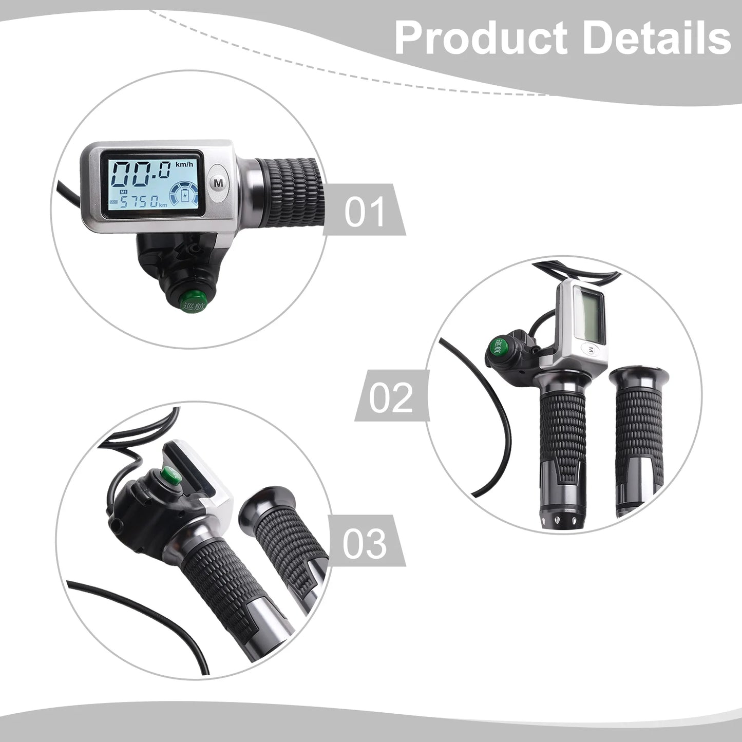 For Electric Scooter Electric Scooter Throttle Hall Speed Measurement 160CM Cable Length 3 Speed Gear Switching