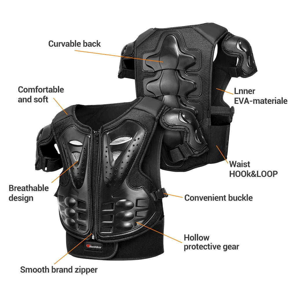 Kids Armor Jacket Spine Chest Elbow Guard Protection Equipment Motocross Skateboard Moto Jacket Motorcycle Gear Moto Kids Armor