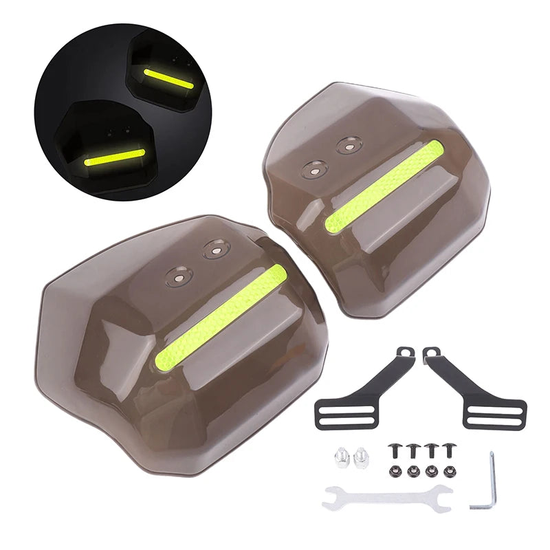 Wind Rain And Sun Protection Hand Guards With Night Reflective Strip