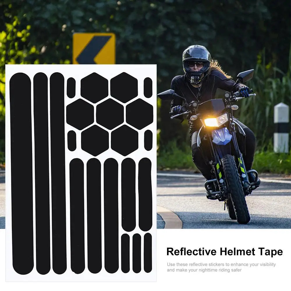 Reflective Sticker for Motorcycle Helmet Protection Strip Reflective Black Stickers Decal for Bicycle Helmet Trailers Bikes