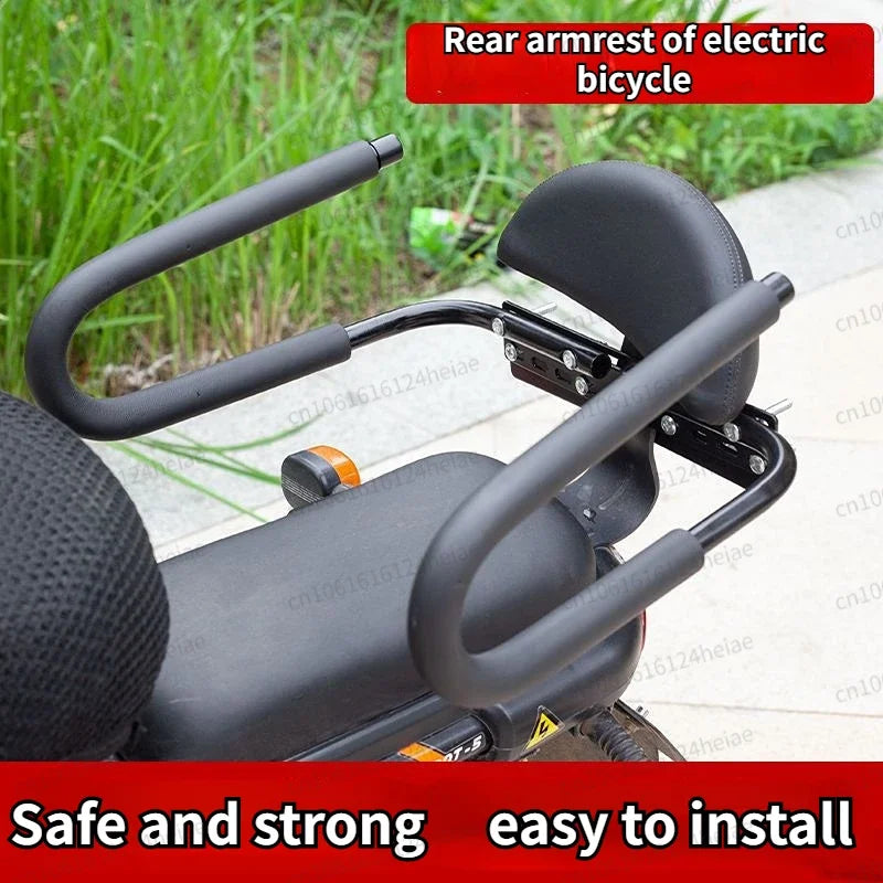 Children Rear Guardrail of Electric Bicycle Children's Rear Fence with Backrest Electric Vehicle Rear Armrest with Safety Belt