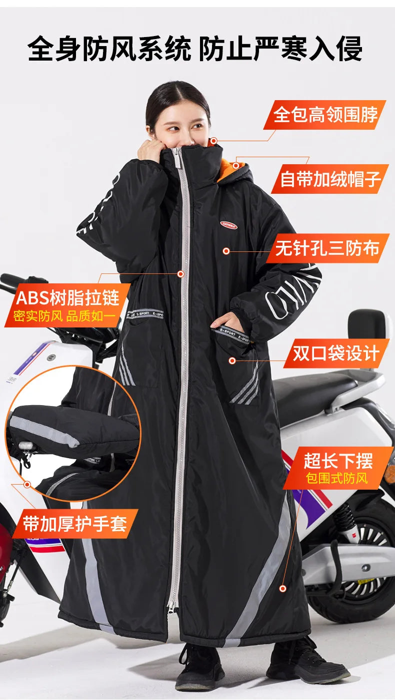 Winter Windproof Waterproof Warm eBike Delivery Jackets Riding Cold-proof Suits