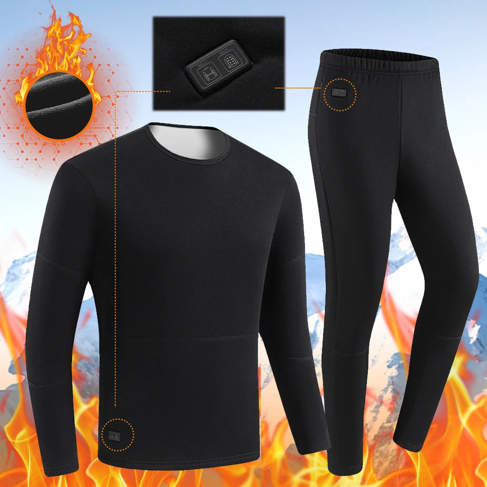 Winter Heating Heated Underwear Motorcycle Jacket Women Men 30 Areas USB Electric Heating Underwear Fleece Thermal Long Johns