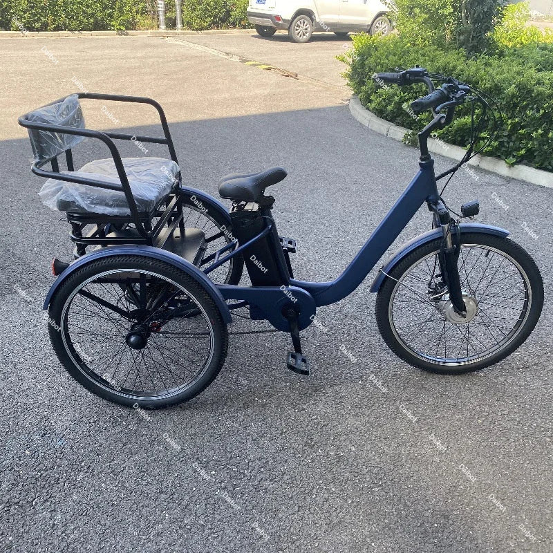 Family eBike For Adults & Passengers Three Wheeled eBike 2 Person Rear Basket Seat