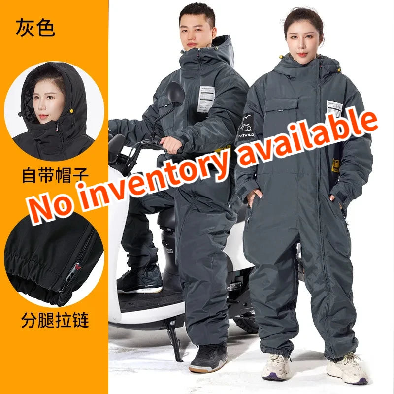 Windproof Plus Velvet Thickened Double-sided Waterproof Delivery eBike Motorcycle Scooter Jacket Winter Warm Suit for Men Women