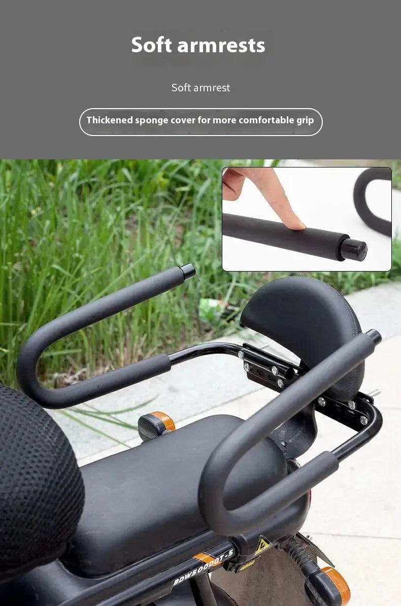 Children Rear Guardrail of Electric Bicycle Children's Rear Fence with Backrest Electric Vehicle Rear Armrest with Safety Belt