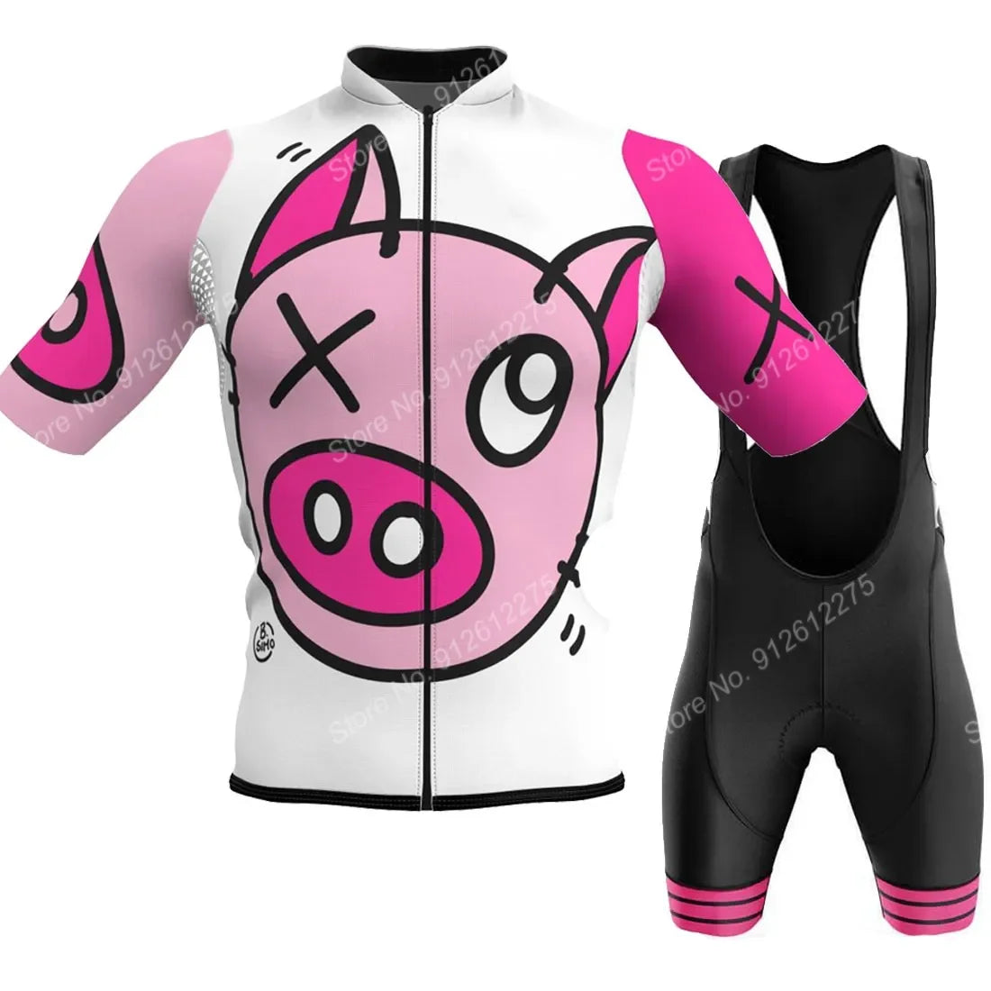 Cartoon Comic Pig Cycling Jersey Men Summer Clothing Road Bike Shirts Bicycle Shorts MTB Wear