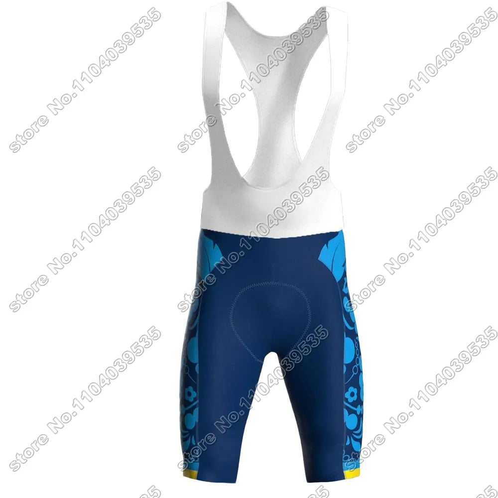 Ukraine Cycling Jersey Set National Team Blue Short Clothing Road Bike Shirts Suit Bicycle