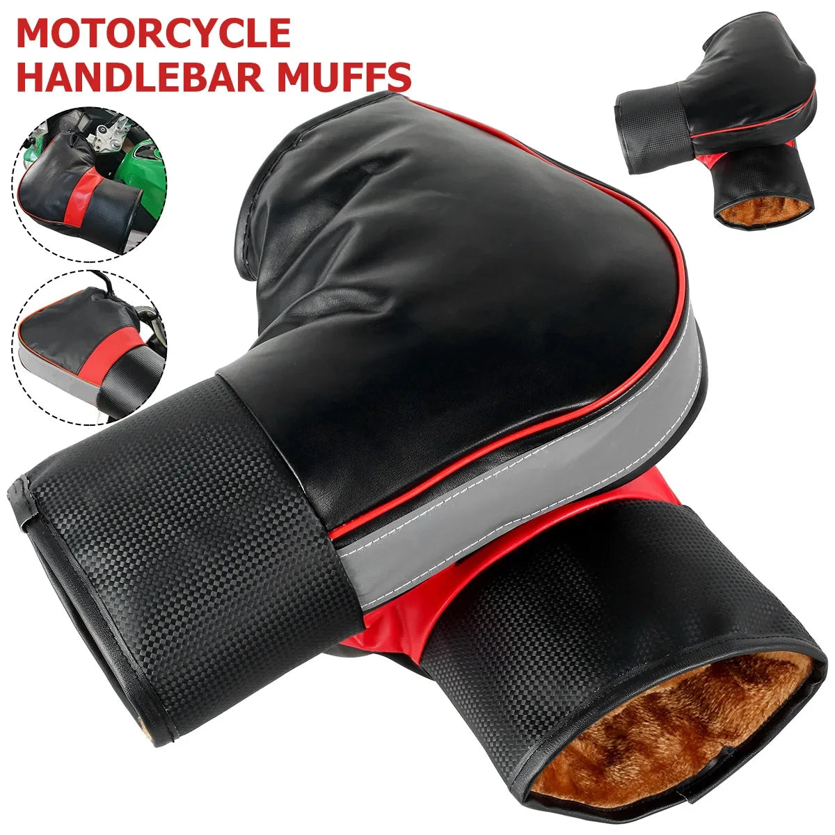 1Pair Winter Warmer Waterproof Gloves Handlebar Muffs Protection