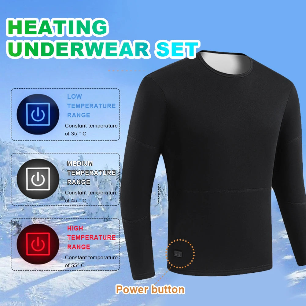 Winter Heating Heated Underwear Motorcycle Jacket Women Men 30 Areas USB Electric Heating Underwear Fleece Thermal Long Johns