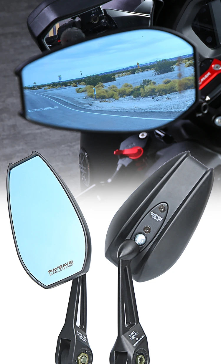 Anti-glare Side Mirror Universal 360° Adjustable Rearview Mirrors with Blue Glass