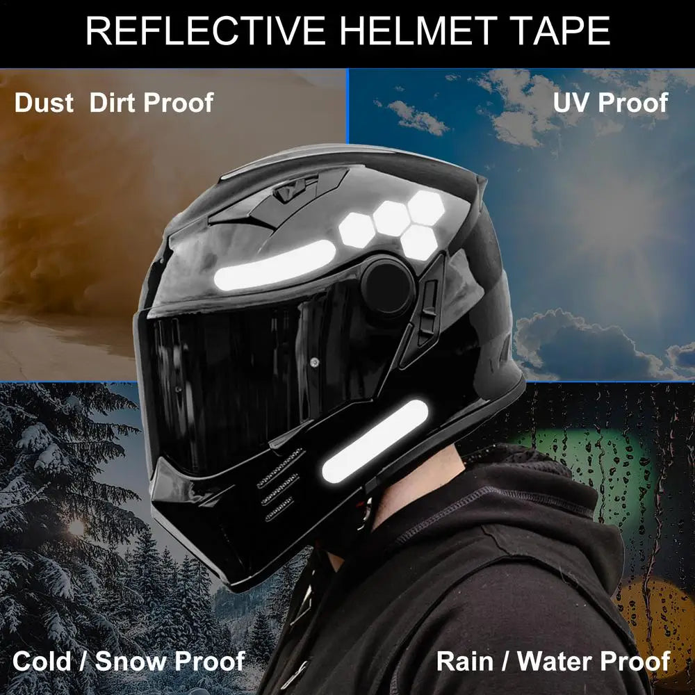 Reflective Sticker for Motorcycle Helmet Protection Strip Reflective Black Stickers Decal for Bicycle Helmet Trailers Bikes