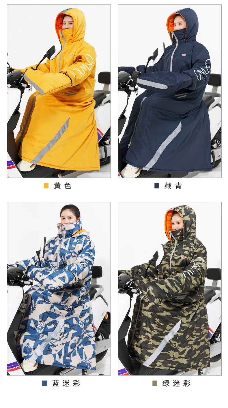 Winter Windproof Waterproof Warm eBike Delivery Jackets Riding Cold-proof Suits